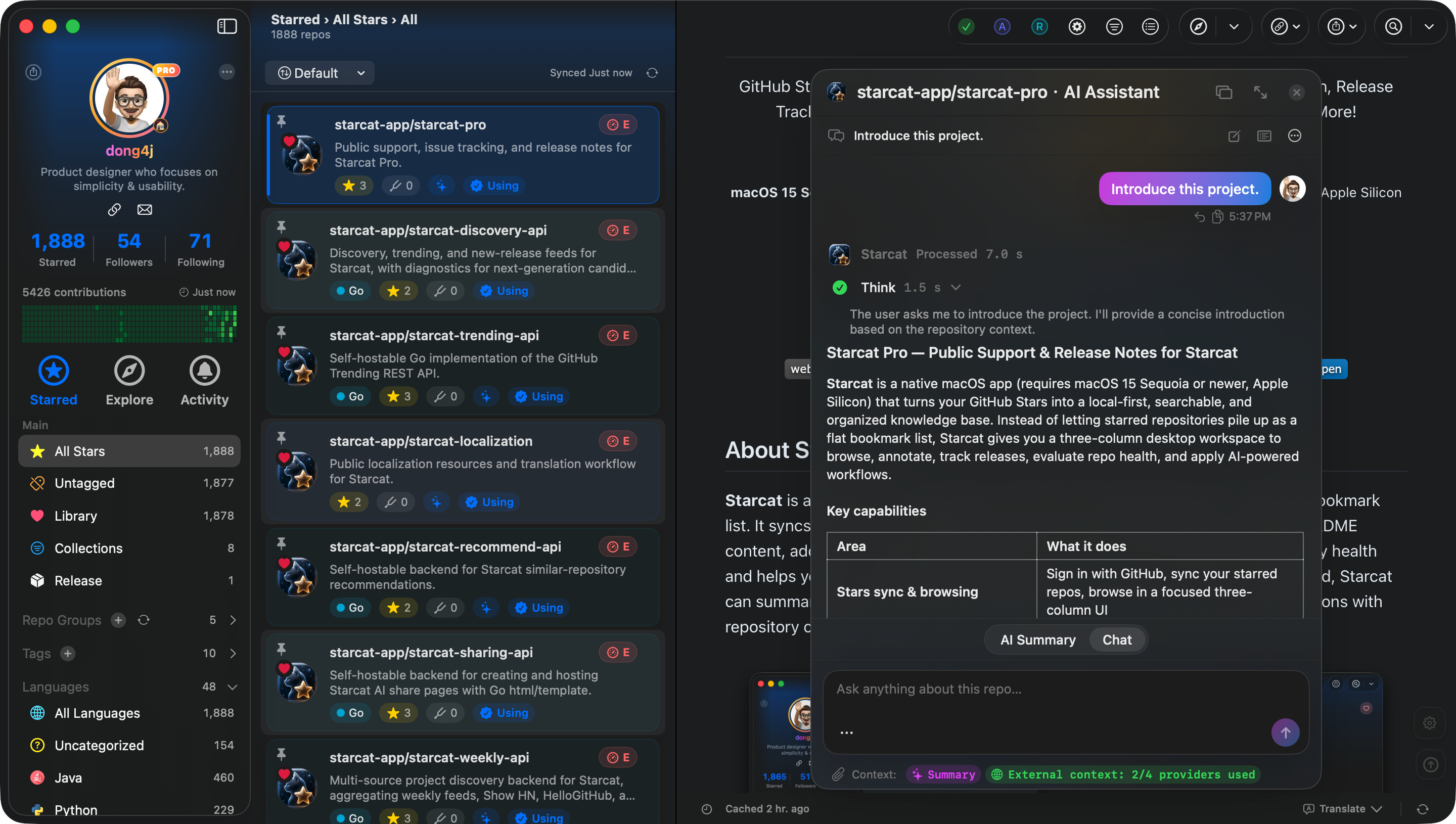 Starcat repository-aware AI conversation