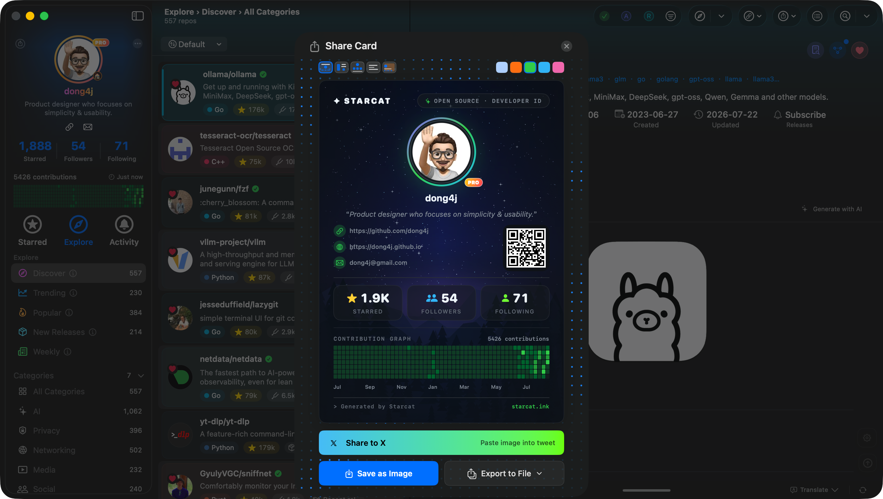 Starcat repository sharing card editor and preview